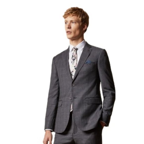 NWT Ted Baker Men's FEENj Performance Suit Checkered Jacket Gray 38R $499 BB431